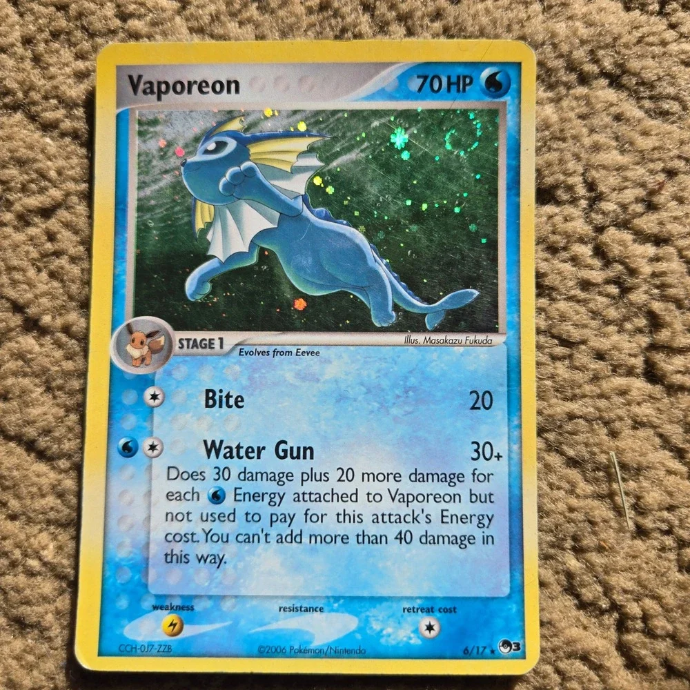 Vaporeon 6/17 Holo Rare EX POP Series 3 2006 Pokemon Card Water Type Stage 1